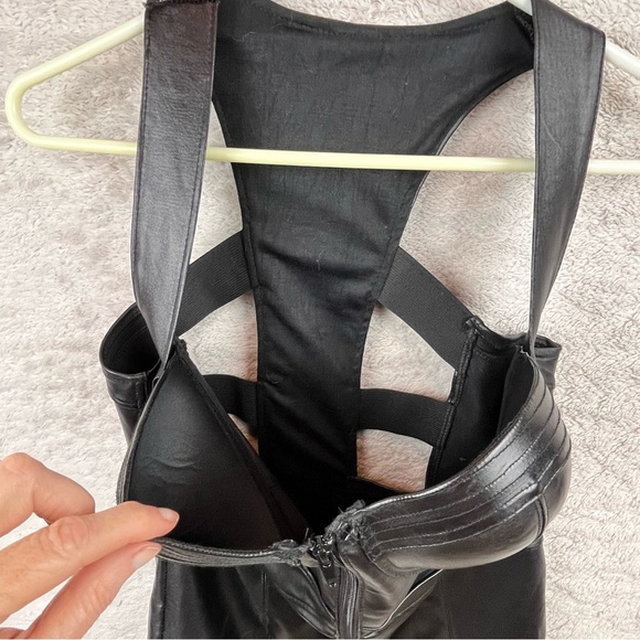 Black Faux Leather Bustier Large Coquette Goth Sexy - Picture 7 of 16